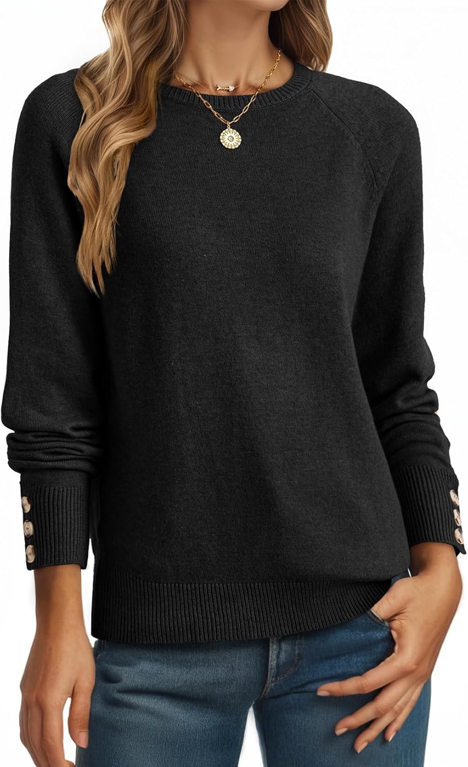 Dokotoo Womens Sweaters Casual Long Sleeve Crewneck Pullover