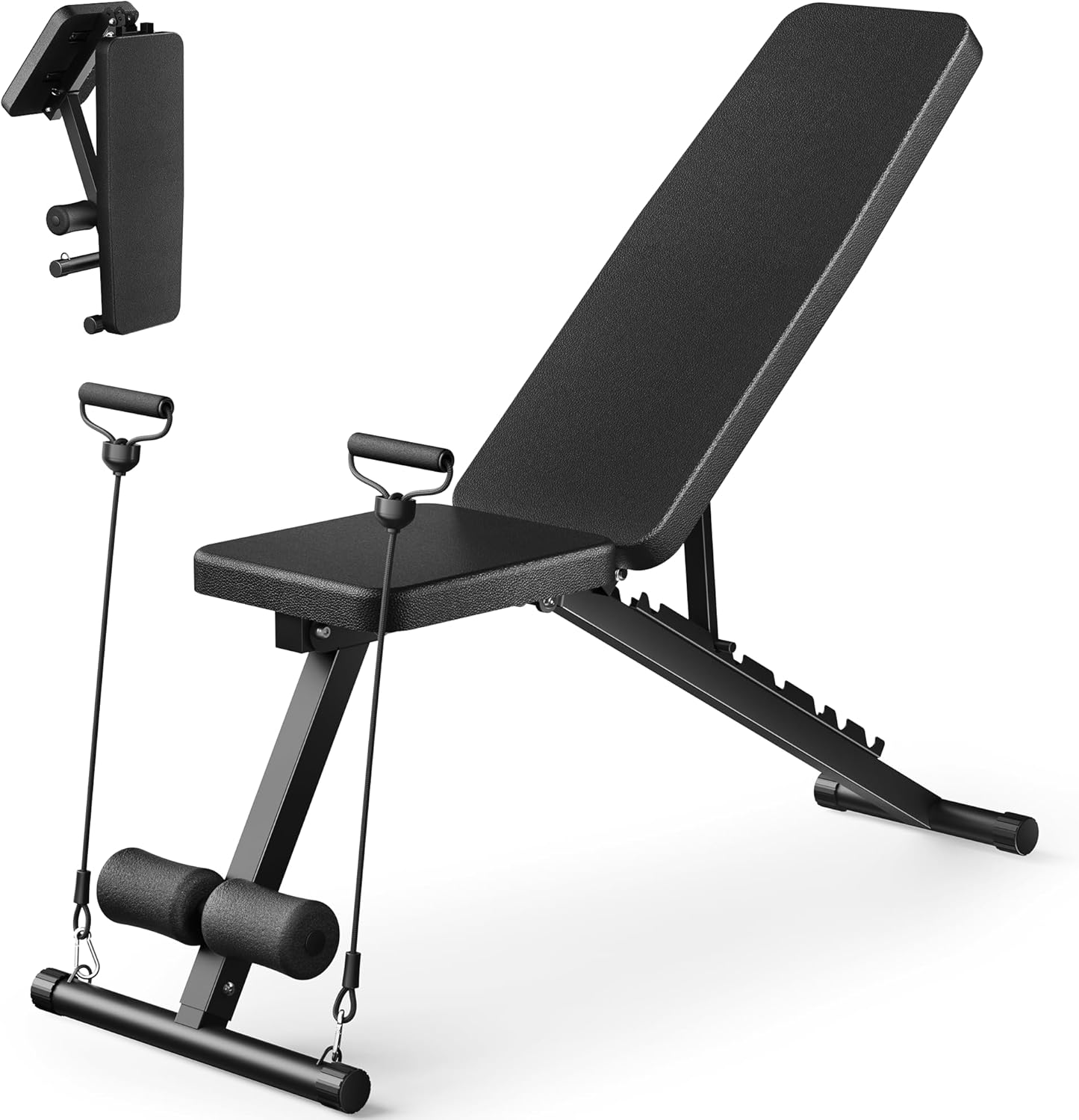 Adjustable Weight Bench for Home Gym with Resistance Bands