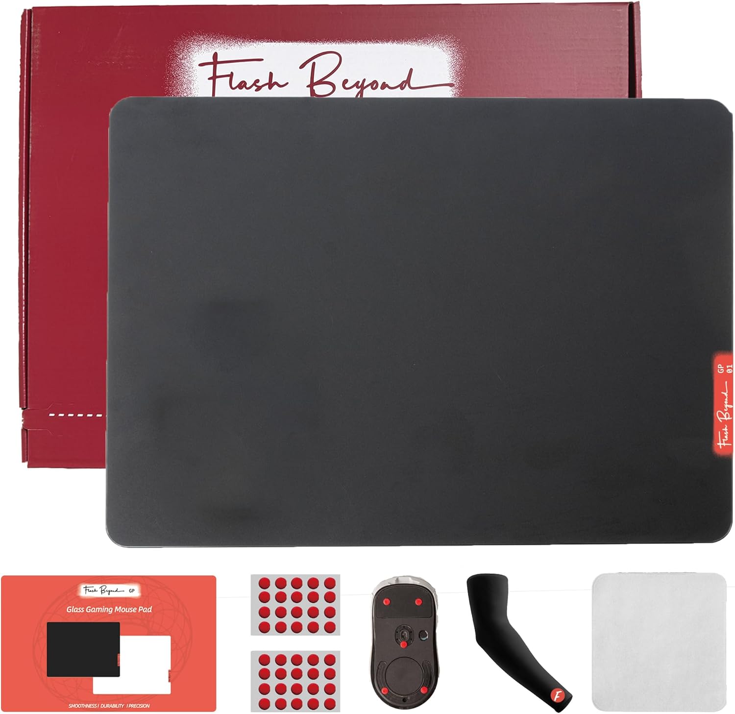 Flash Beyond Glass Gaming Mouse Pad with Cooling Wrist Sleeve