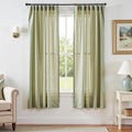 jinchan Linen Blend Curtains 72 in Length 2 Panels - Sage Green