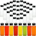 48 Pcs Plastic Juice Bottles Bulk with Caps - Reusable 12 oz Clear Set