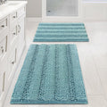 Extra Thick Chenille Striped Bath Rugs 2-Piece Set - Ultra Soft