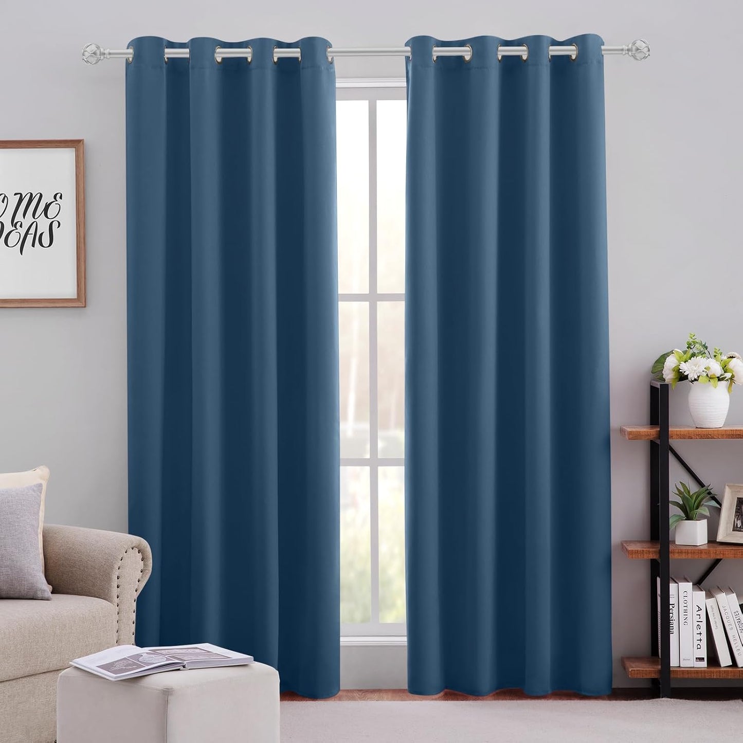HOMEIDEAS Dark Teal Blackout Curtains for Bedroom 52 X 84