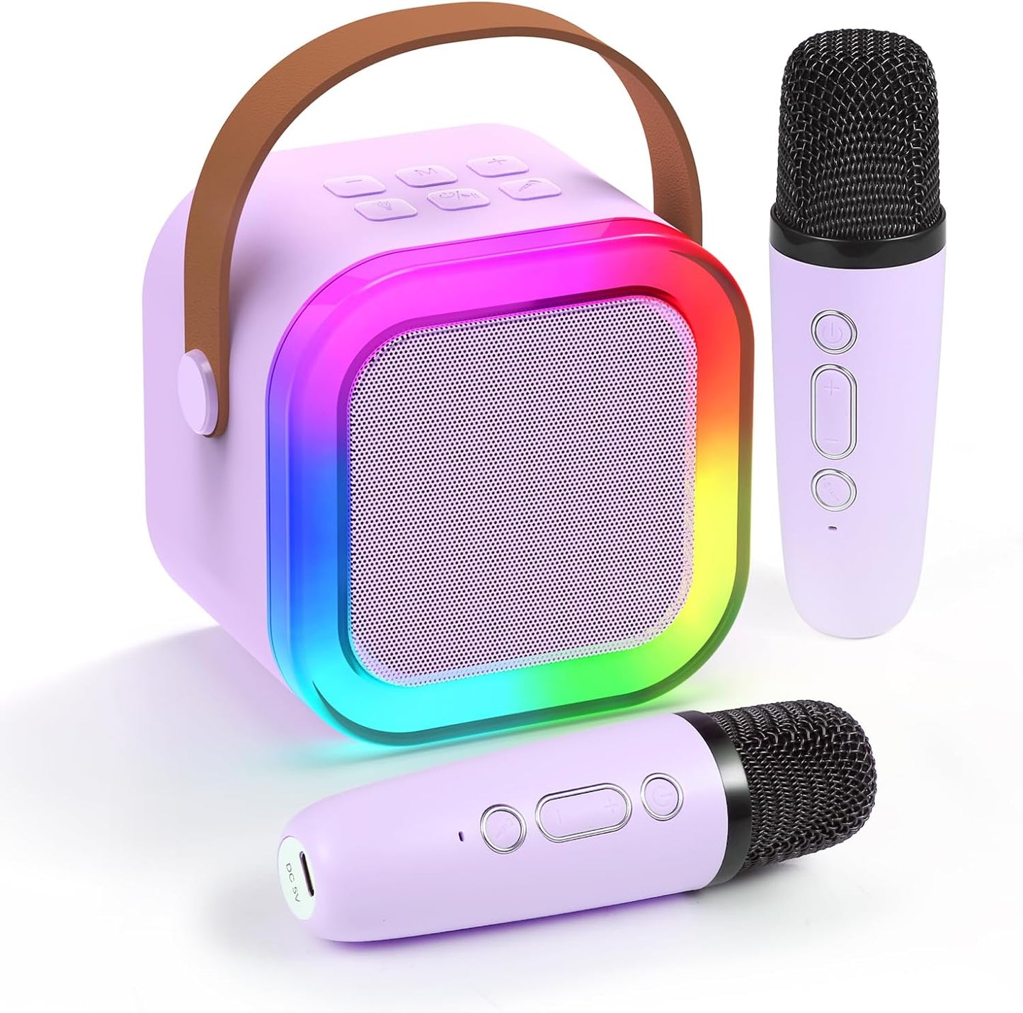 Fede Mini Karaoke Machine with 2 Wireless Mics - Fun Voice Effects