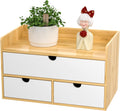Bamboo Desk Organizer with Drawers - Natural Wood Desktop Storage