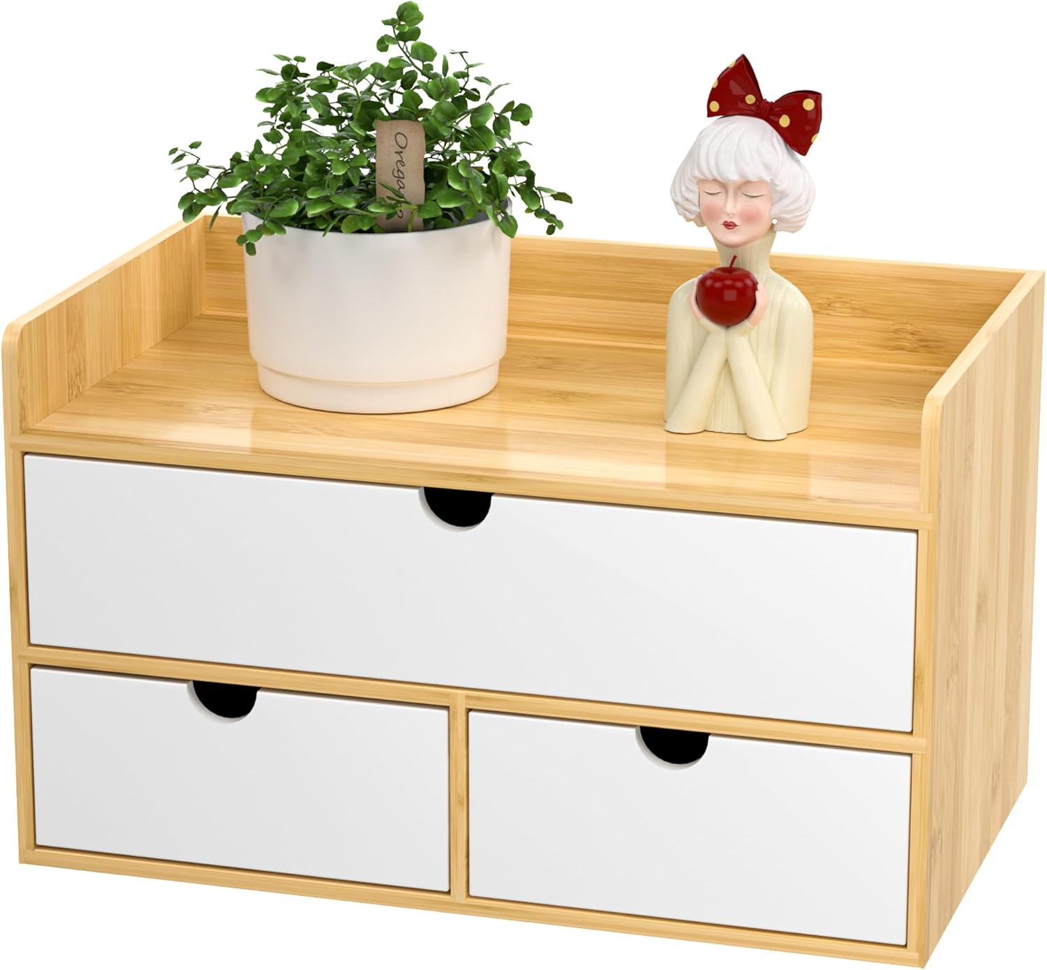 Wisuce Desk Organizer with Drawers - Eco-Friendly Bamboo Storage