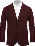 Men's Cardigan Sweater Shawl Collar Button Down Knit Blazer Jacket