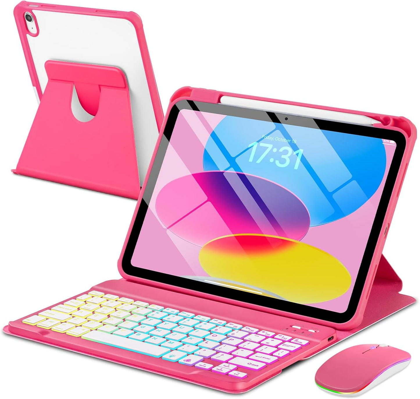 iPad Keyboard Case with Rainbow Backlight for 11/10.9 in