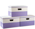 PRANDOM Large Foldable Storage Bins with Lids 3-Pack - Stylish Closet
