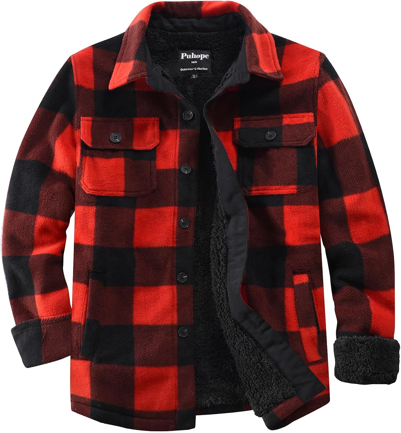 Men's Polar Fleece Warm Sherpa Lined Jacket with Multi Pockets