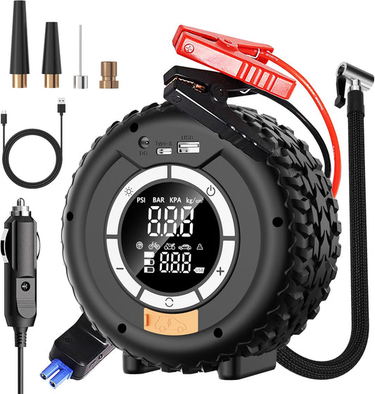8000A Jump Starter with Air Compressor & LED Light