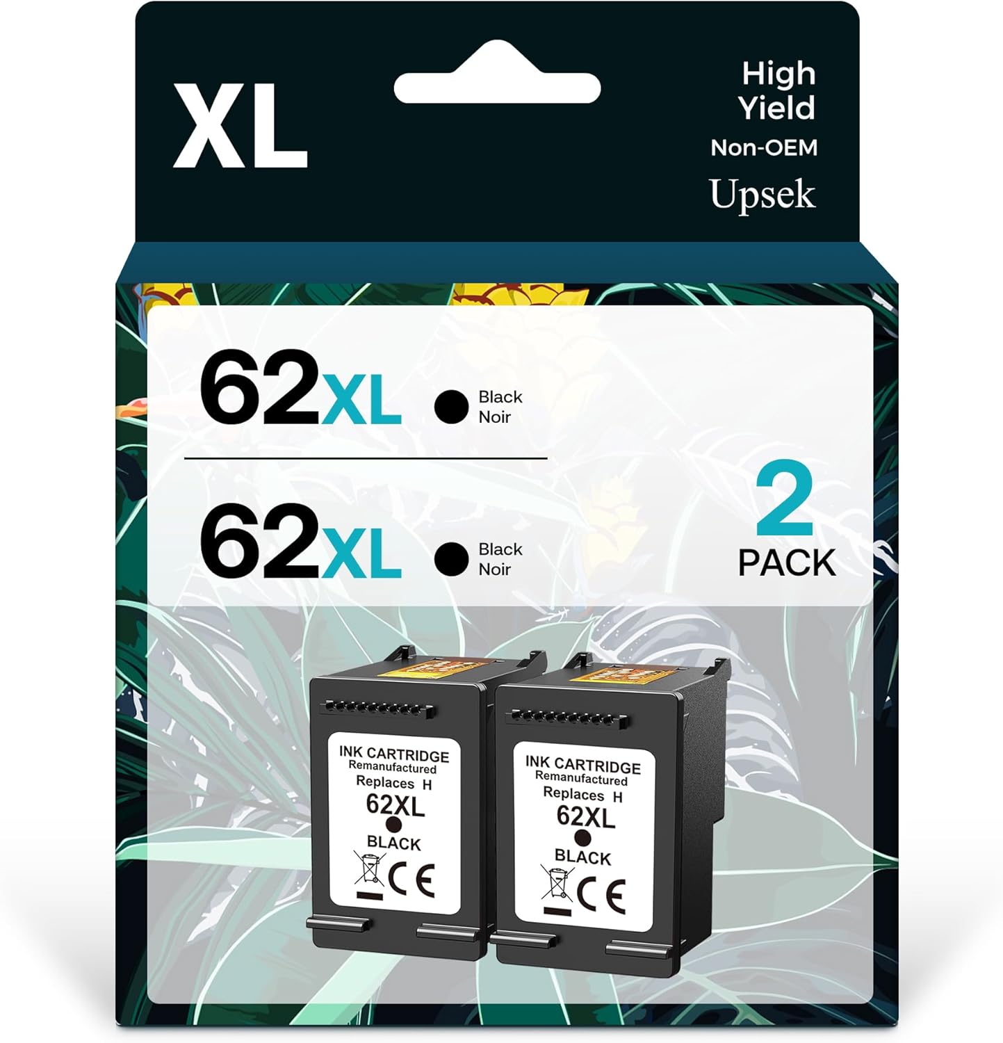 Remanufactured 62XL Black Ink Cartridge for HP Envy Printers