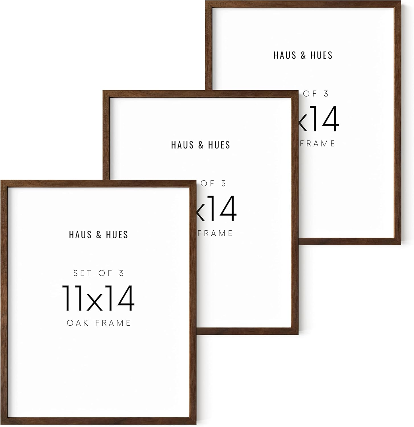 Walnut Wood Picture Frame Set of 3 - Rustic 11x14 Frames