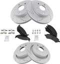 TRQ Performance Drilled Slotted Rotor Ceramic Pad Front Rear Kit
