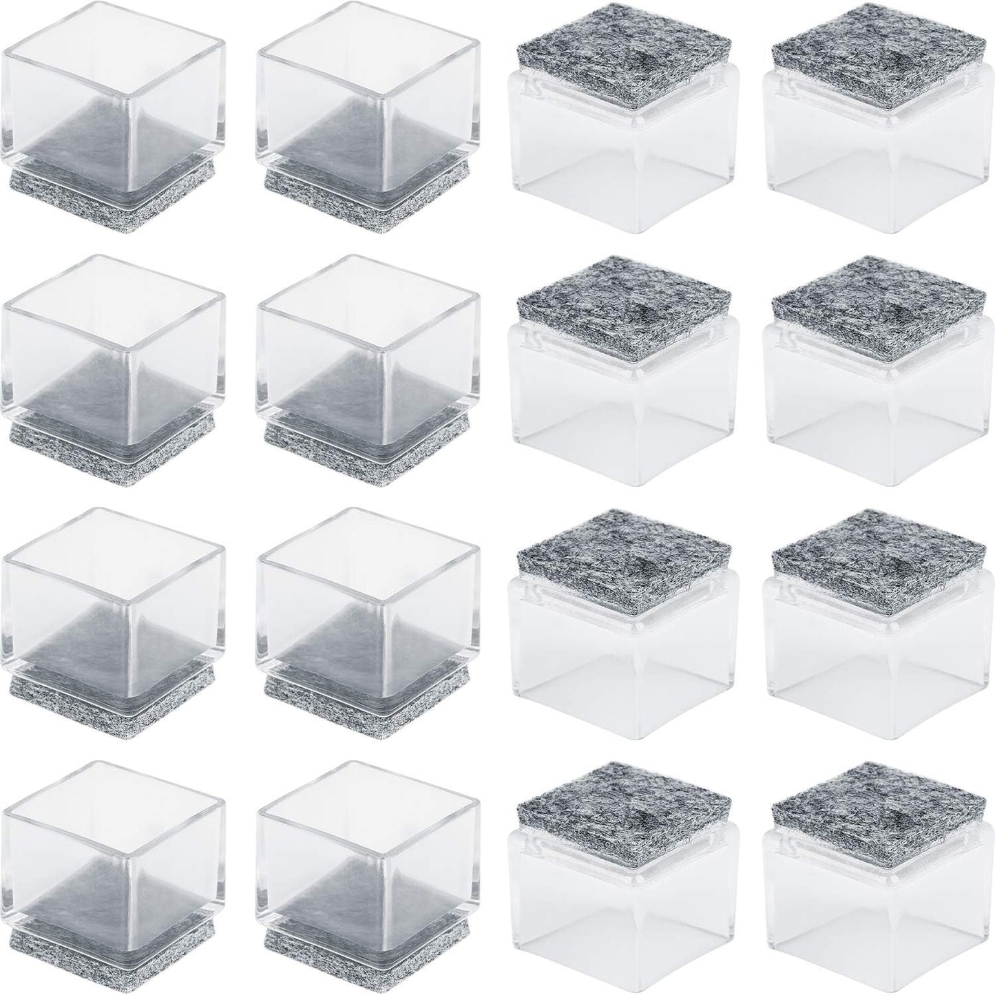 16-Pack Clear Chair Leg Protectors with Felt Pads - Floor Protection
