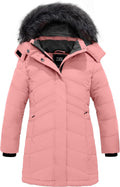 Girls' Long Quilted Puffer Coat - Warm Waterproof Hooded Parka