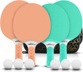 Table Tennis Rackets Set for 4 Players - Durable Composite Paddles