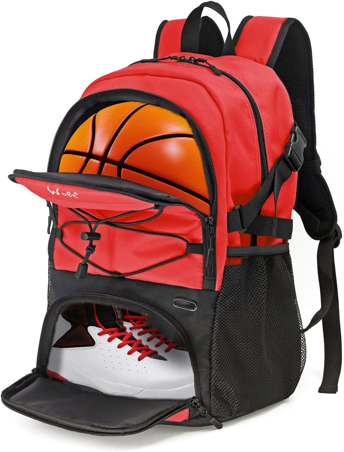 WOLT Basketball Backpack Large Sports Bag with Ball Holder