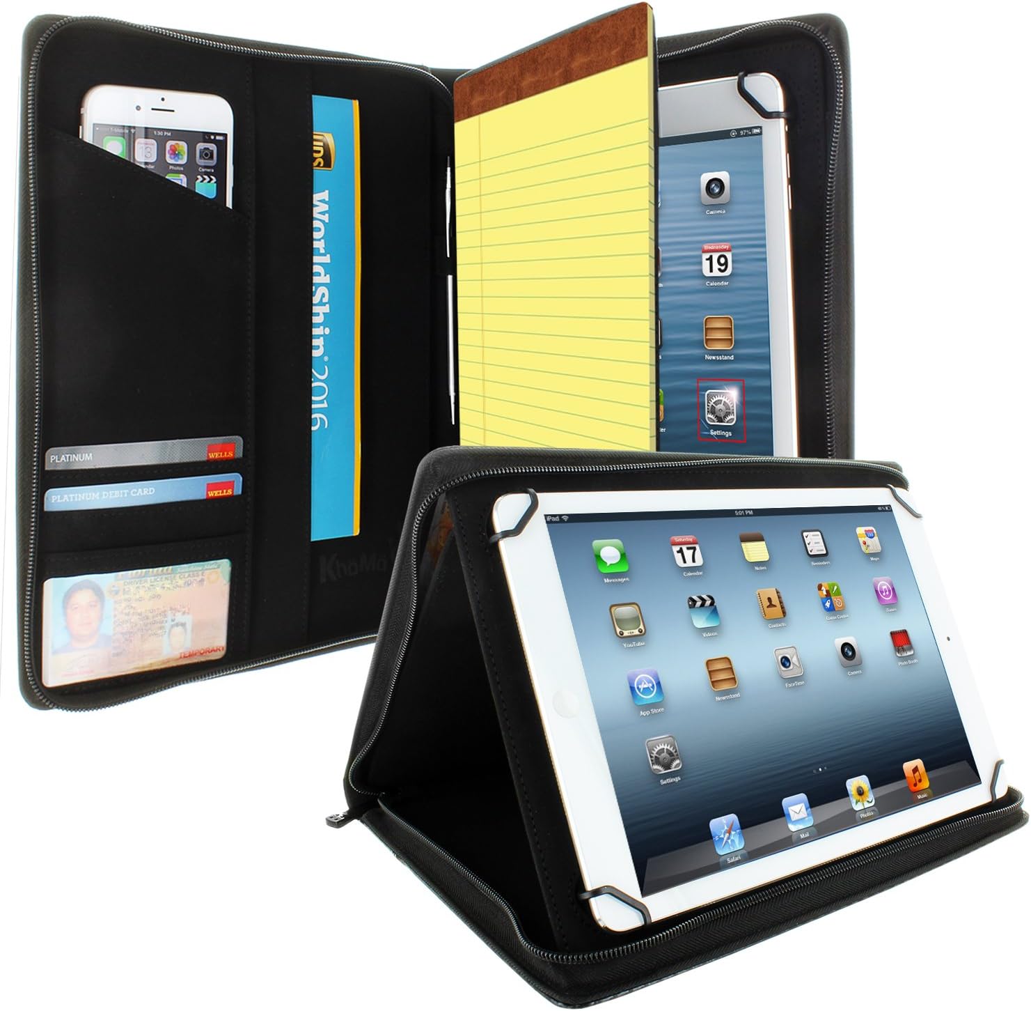 KHOMO Universal Tablet Padfolio Case for iPad Pro 12.9 Inches