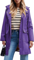 Women's Waterproof Rain Jacket Long Raincoat Hooded - Casual Fit