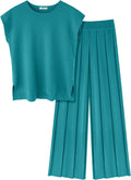 Ekouaer Lounge Sets for Women Knit Cap Sleeve Top & Pleated Pants