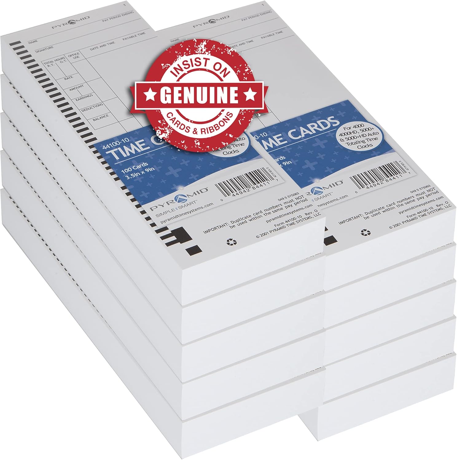 Genuine Time Cards for Pyramid Time Clock Models 4000 and 5000