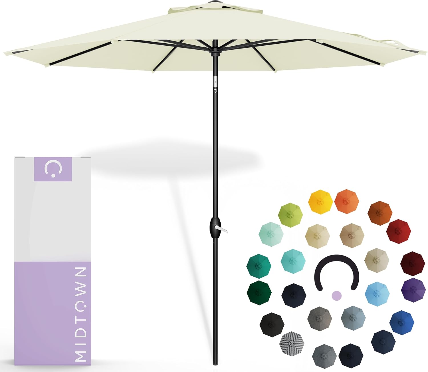 Midtown Umbrellas 9 Feet Outdoor Umbrella with Auto-Tilt Feature