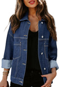 Womens Denim Jacket Oversize Long Sleeve Casual Jean Jacket - Stylish