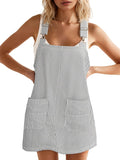 Womens Casual Denim Dress Striped Overalls Romper (Style PSPD)