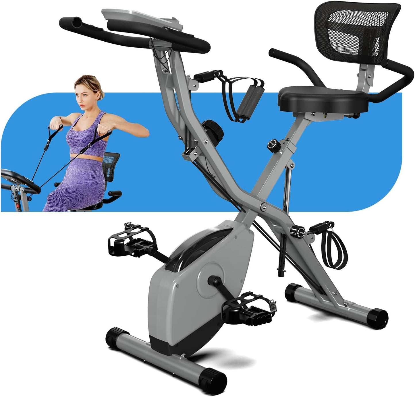 Foldable Exercise Bike with 5 IN 1 Functionality for Home Use