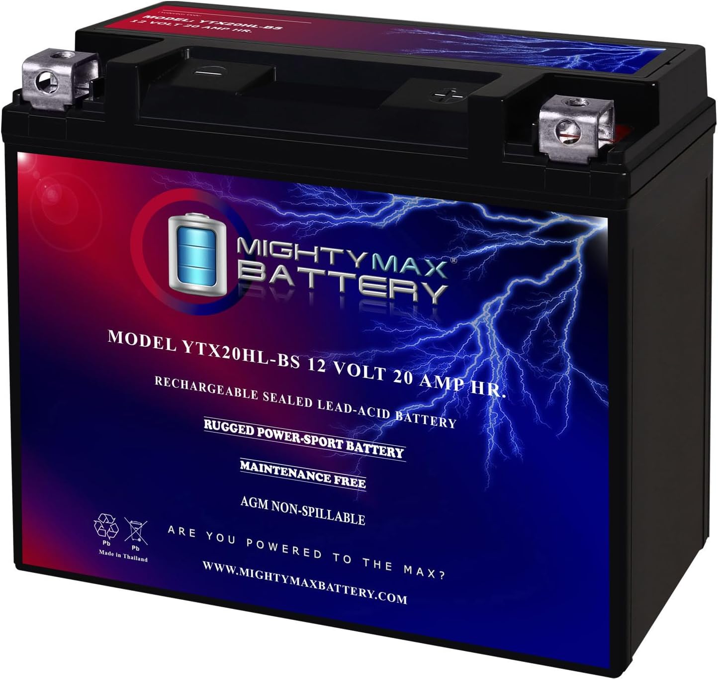 Mighty Max Battery YTX20HL-BS - Reliable 12V Motorcycle Power