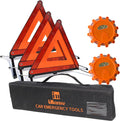 Warning Safety Triangle Kit 3 Pack with LED Road Flare - Compact