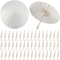 50 Pieces 33 in White Paper Umbrellas Parasol Set - DIY Wedding Decor