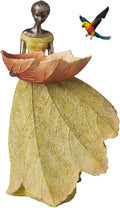 DiliComing Fairy Garden Statue Bird Feeder - Yellow Leaf Fairy Decor