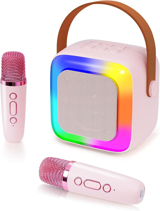 Portable Kids Karaoke Machine with 2 Mics - Perfect Birthday Gift! Pink