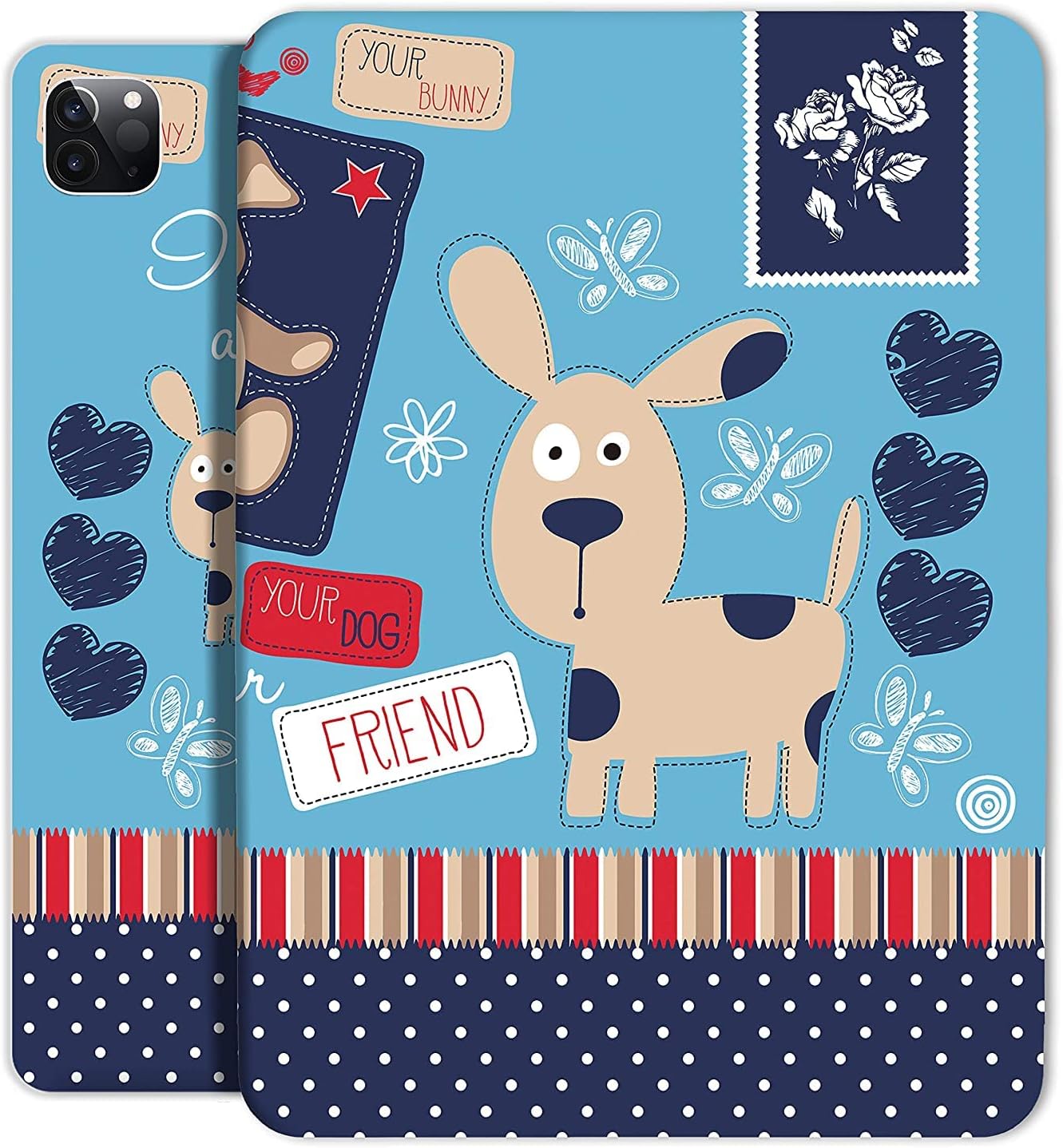 DuraSafe iPad Pro 11 2nd Gen Folio Case - Puppy Friend Design