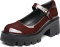 Women's Mary Jane Shoes - Black Leather Platform Chunky Style