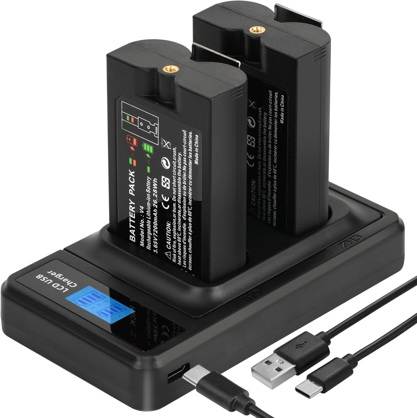 7200mAh Replacement Battery with LED Charger for Ring Devices