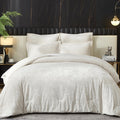 Ivellow Crushed Velvet Comforter Set Queen Ivory - Luxury Cozy Bedding