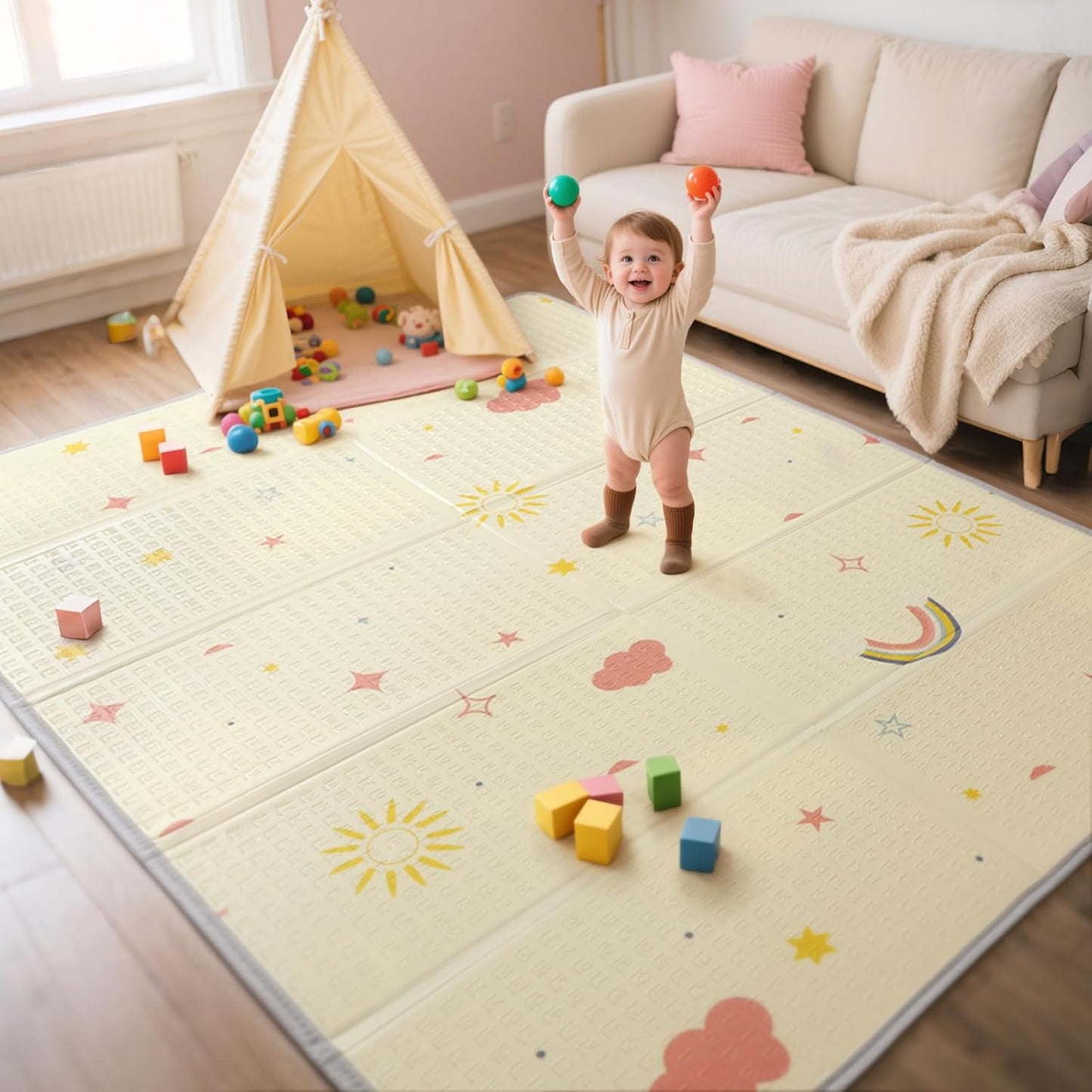 Extra Large Foldable Play Mat for Safe and Fun Family Playtime