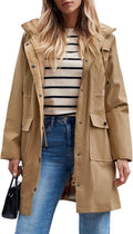 Women's Waterproof Long Raincoat Hooded Trench - Casual Fit