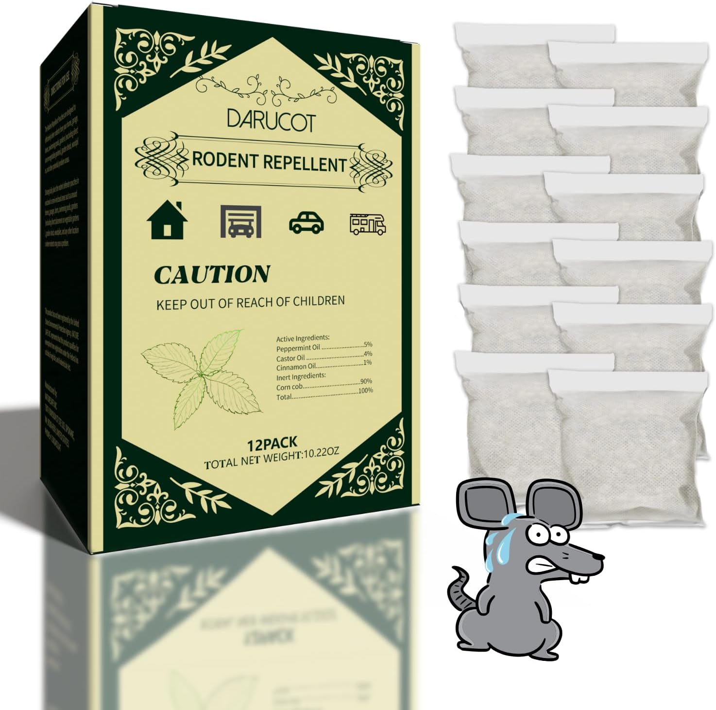 Powerful Mouse Repellent Pouches, Freshen & Protect Anywhere!