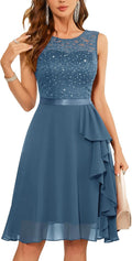 BeryLove Sequin Cocktail Dress Ruffle Hem Sleeveless - Elegant Fit