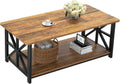 GreenForest Coffee Table with Round Corner and 2-Tier Shelf