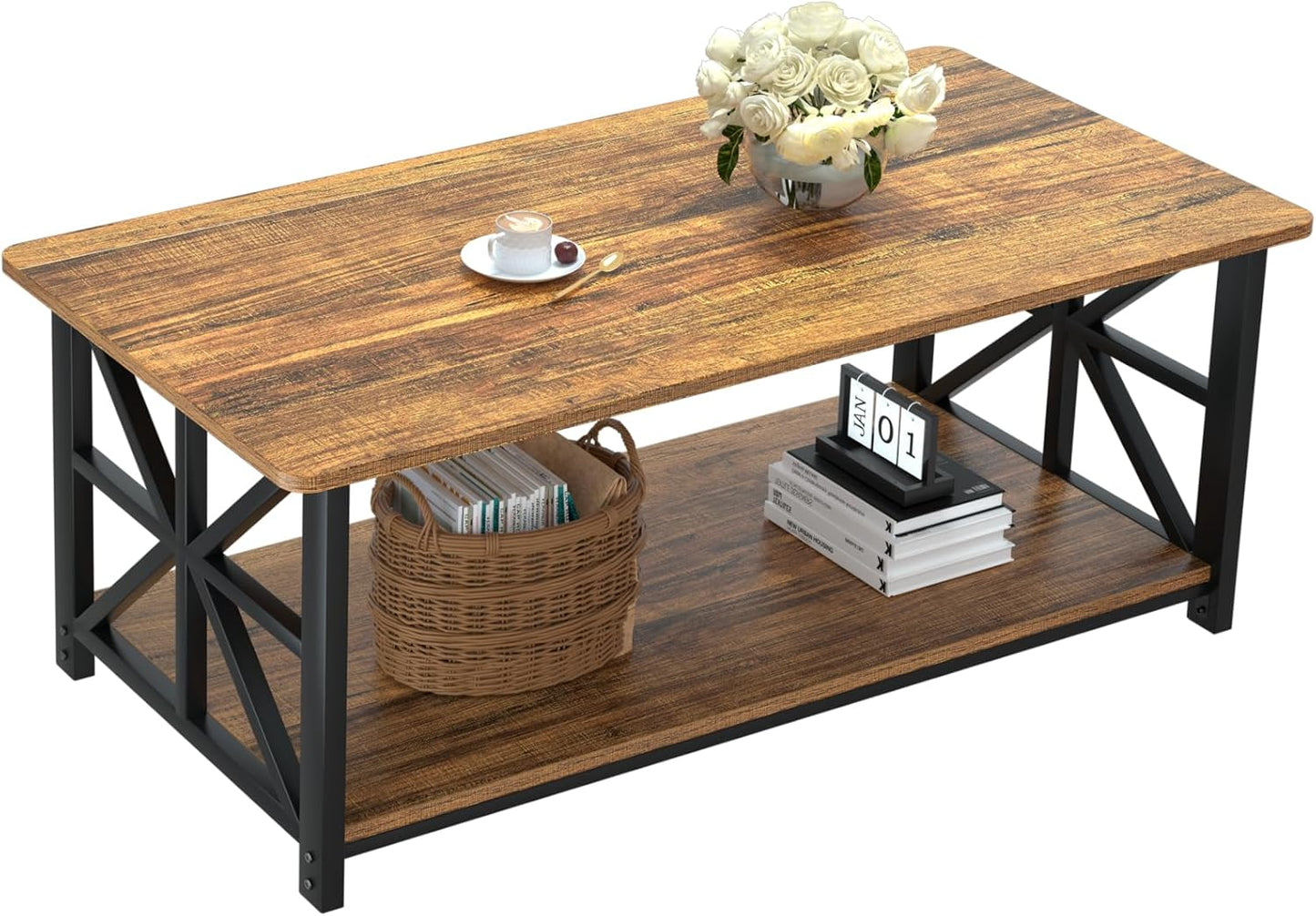 GreenForest Coffee Table with Round Corners for Living Room