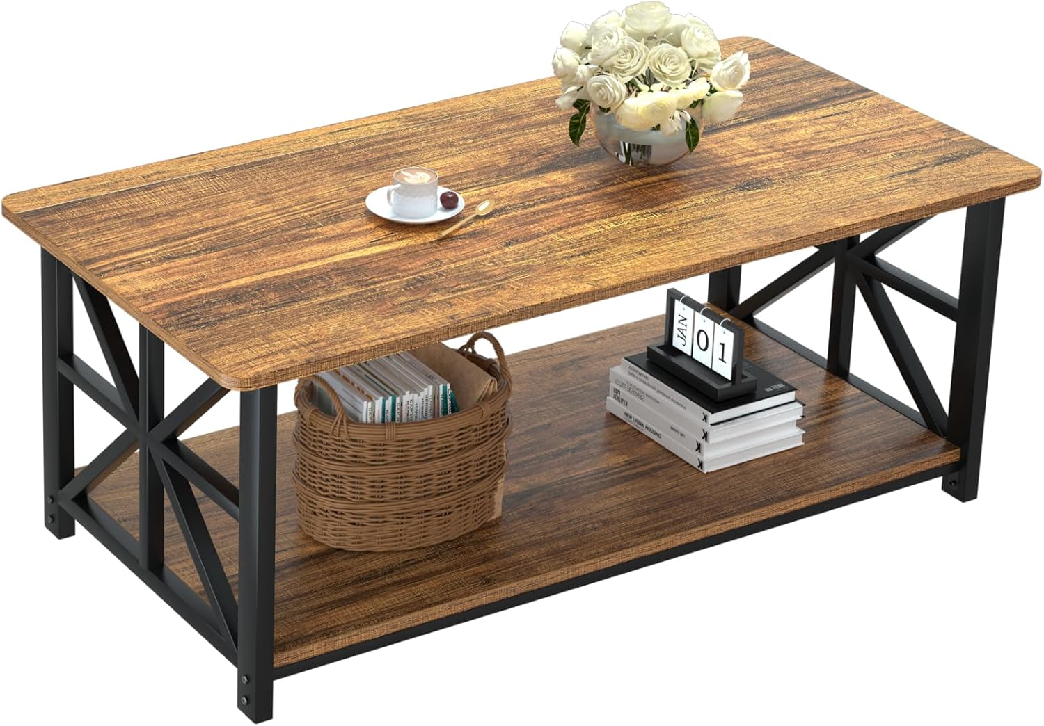 GreenForest Coffee Table with Round Corners for Living Room