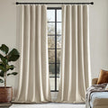 Beige Velvet Curtains 108 in Long Luxury Room Darkening Drapes
