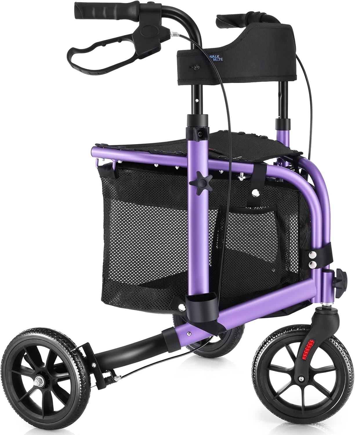 3 Wheel Rollator Walker with Seat for Slim Seniors, Purple