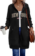Women's Long Zip Up Hoodie Tunic Sweatshirt - Oversized Fleece Fall