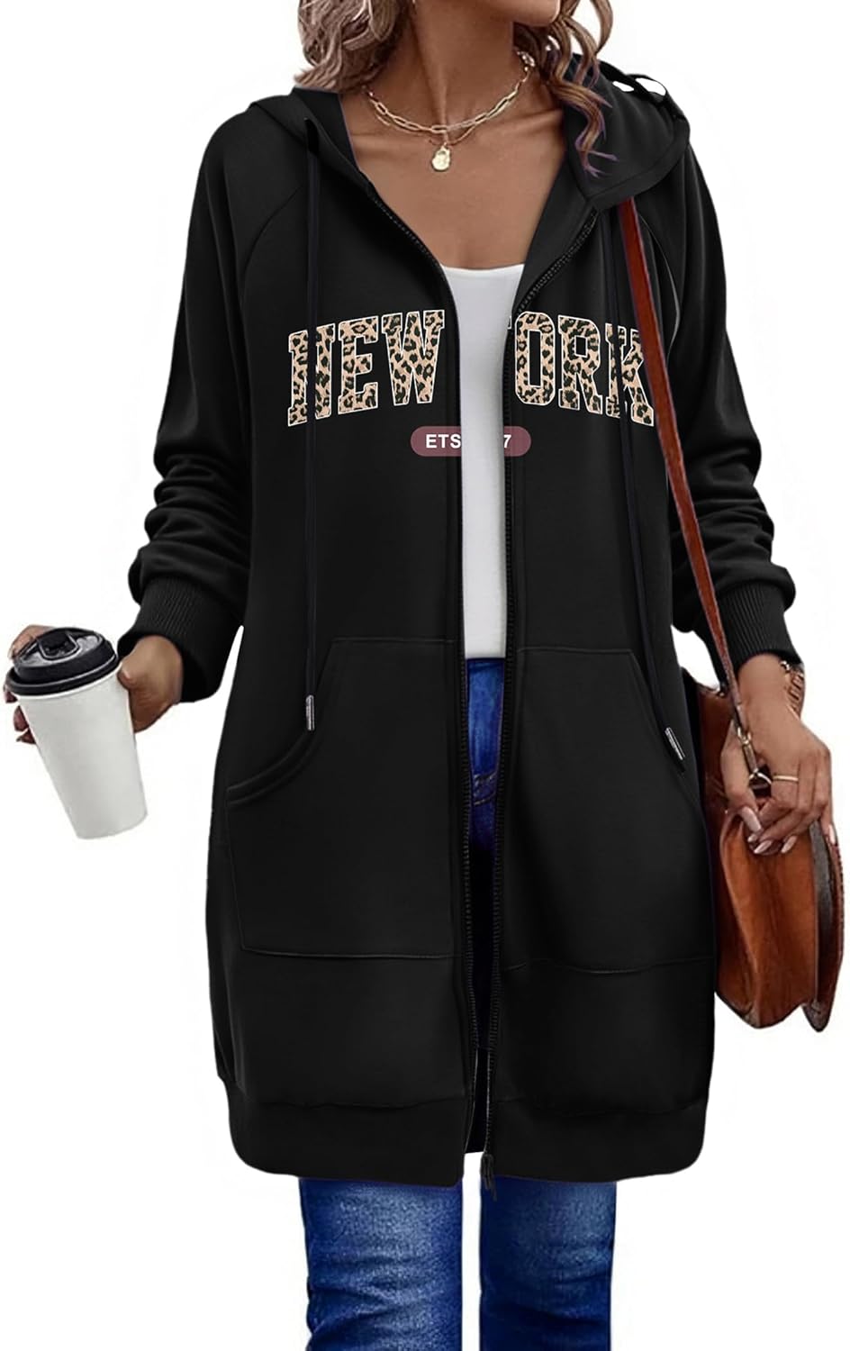 Zeagoo Women's Zip Up Hoodies Long Sleeve Tunic Sweatshirt